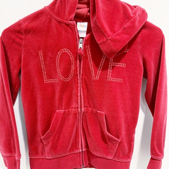 red velvet zip up hoodie